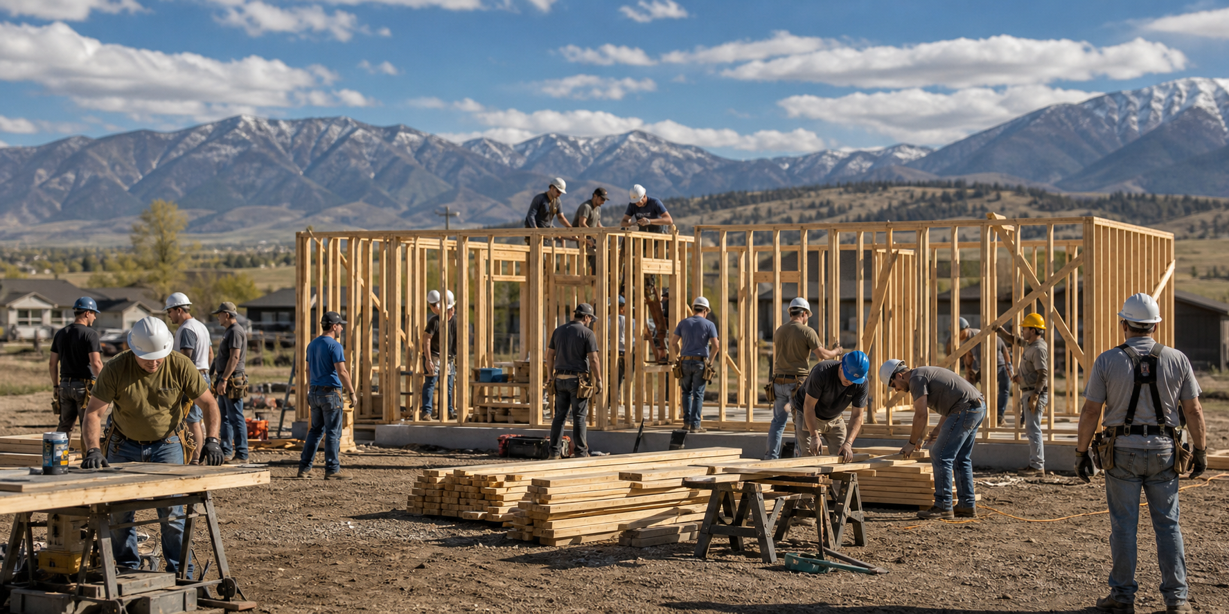 Bozeman Montana volunteers building veteran housing